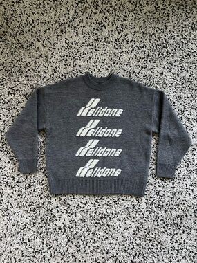 We11done Gray Logo Pile Knit Sweater Textured Crewneck Men’s Size Small